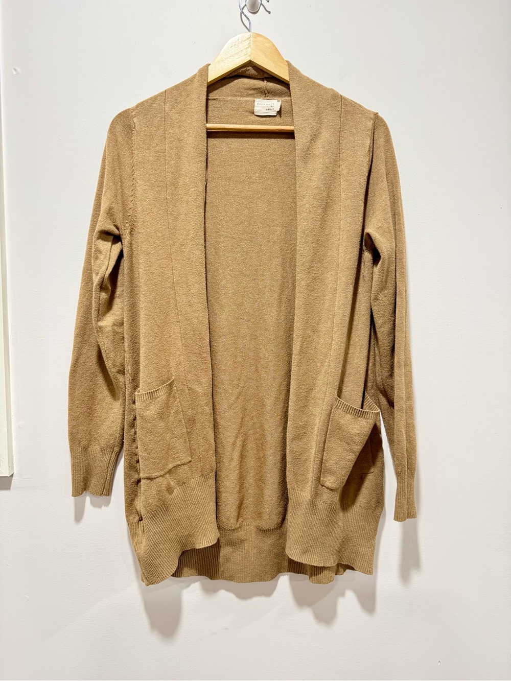Dreamers by Debut Camel Open Front Knit Cardigan Size S